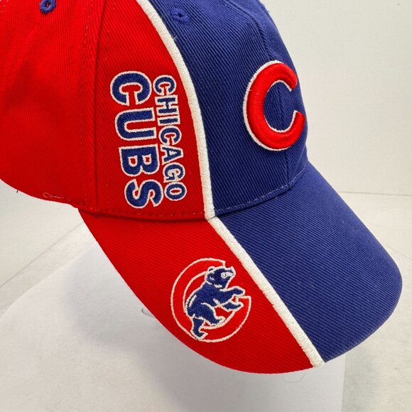 Chicago Cubs Split Color Baseball Cap Adjustable Strap Cotton MLB Hat OSFA - Picture 6 of 11